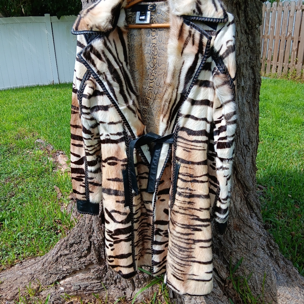 Just Cavalli Tiger Print Faux Fur Coat